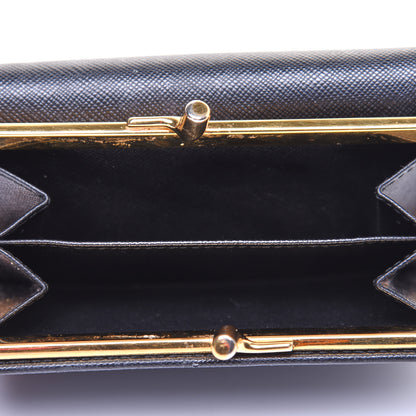 Prada Saffiano Metal Flap Compact Wallet Black 9 of 11