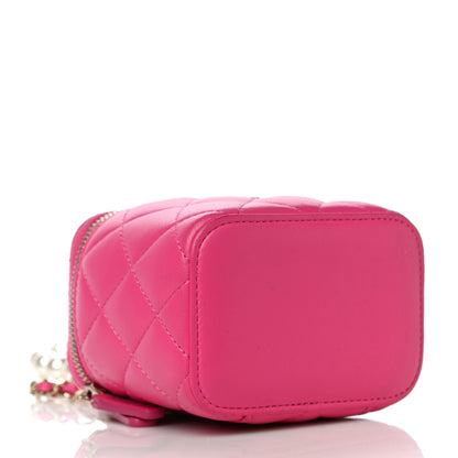 Chanel Lambskin Quilted Mini Vanity Case With Pearl Chain Pink 4 of 11