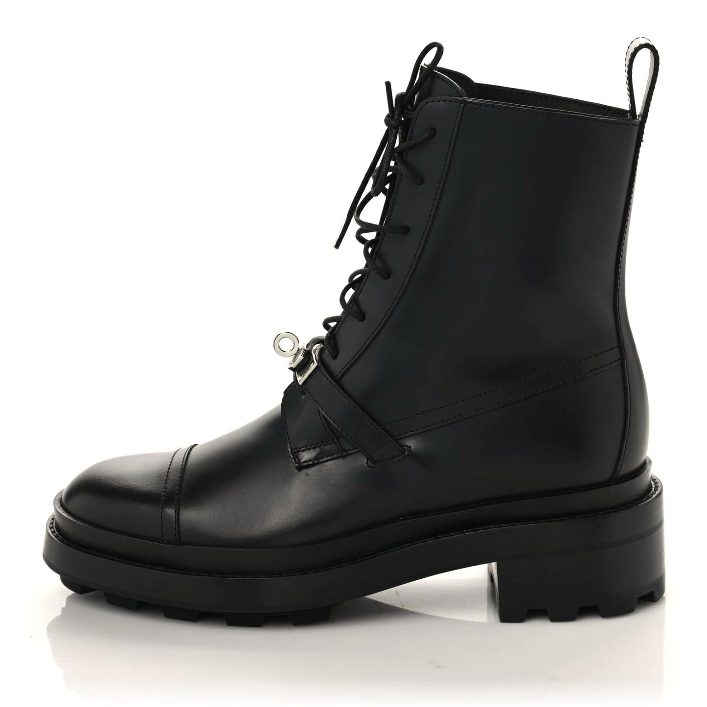 Glossed Calfskin Funk Ankle Boots 38 Black