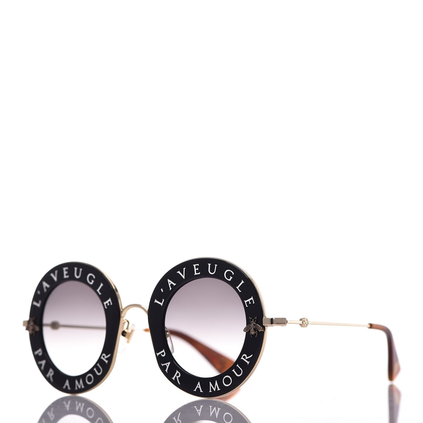 Metal L'Aveugle Par Amour Round Frame Sunglasses GG0113S Black
