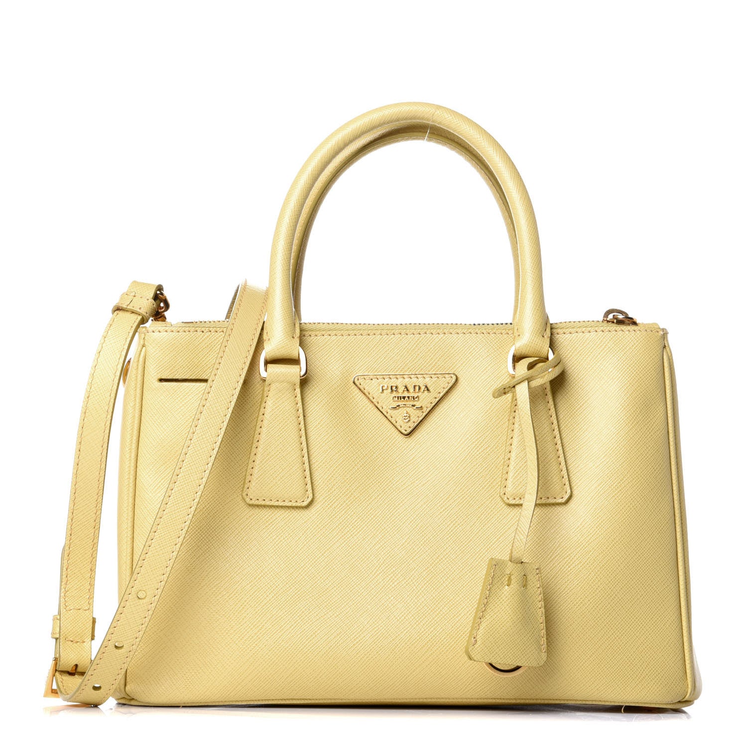 Prada Saffiano Lux Mini Galleria Double Zip Tote Ginestra 1 of 10
