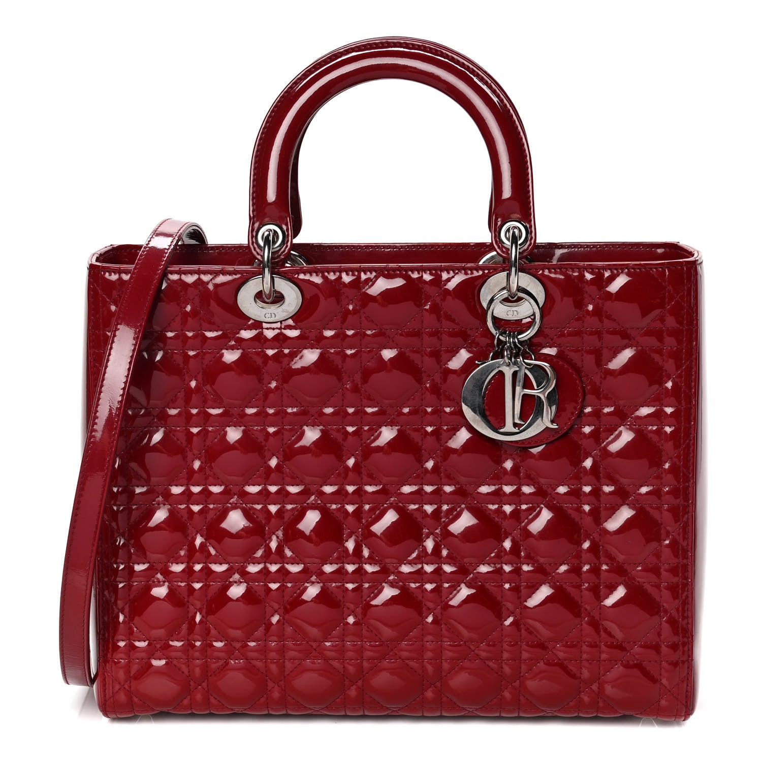 Christian Dior Patent Cannage Large Lady Dior Red 1 of 8
