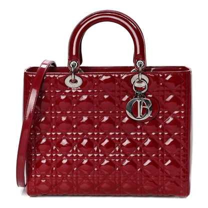 Christian Dior Patent Cannage Large Lady Dior Red 1 of 8