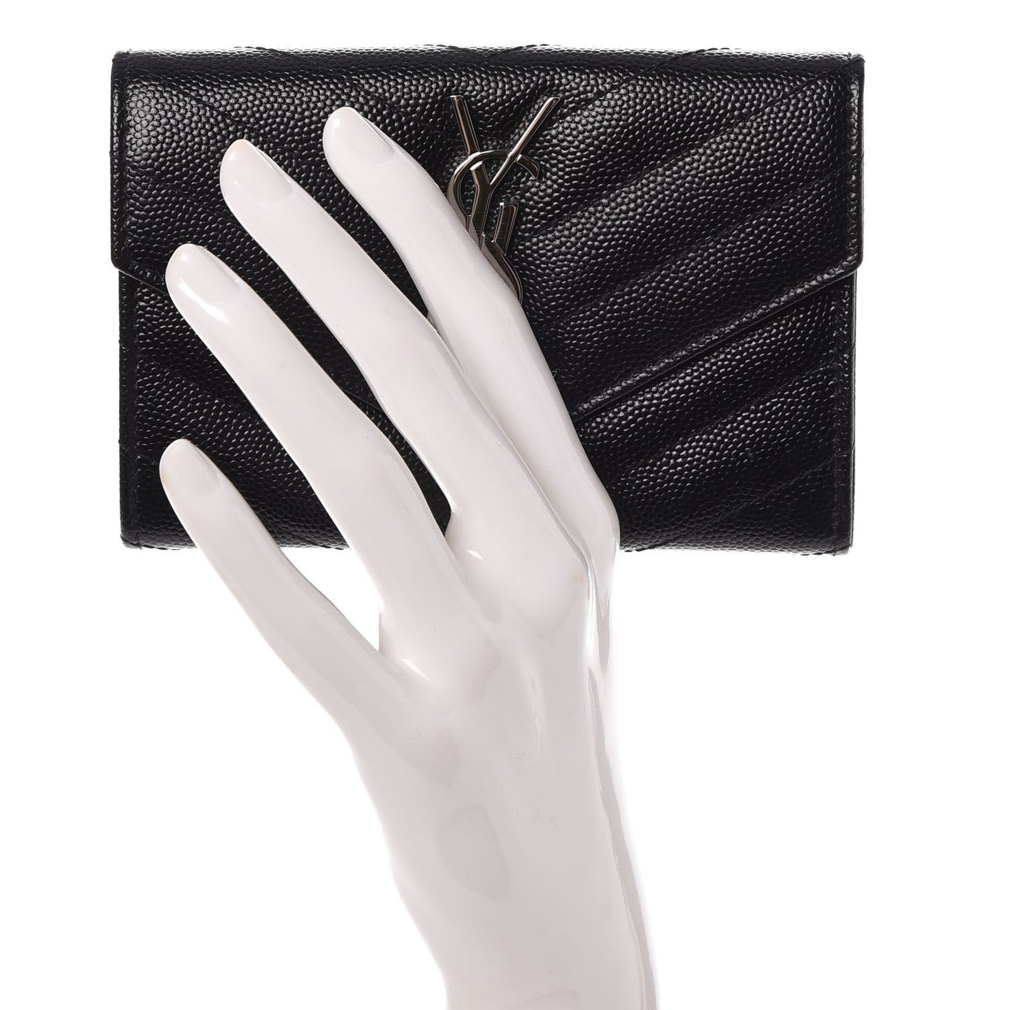 Grain De Poudre Matelasse Chevron Small Monogram Envelope Wallet Black