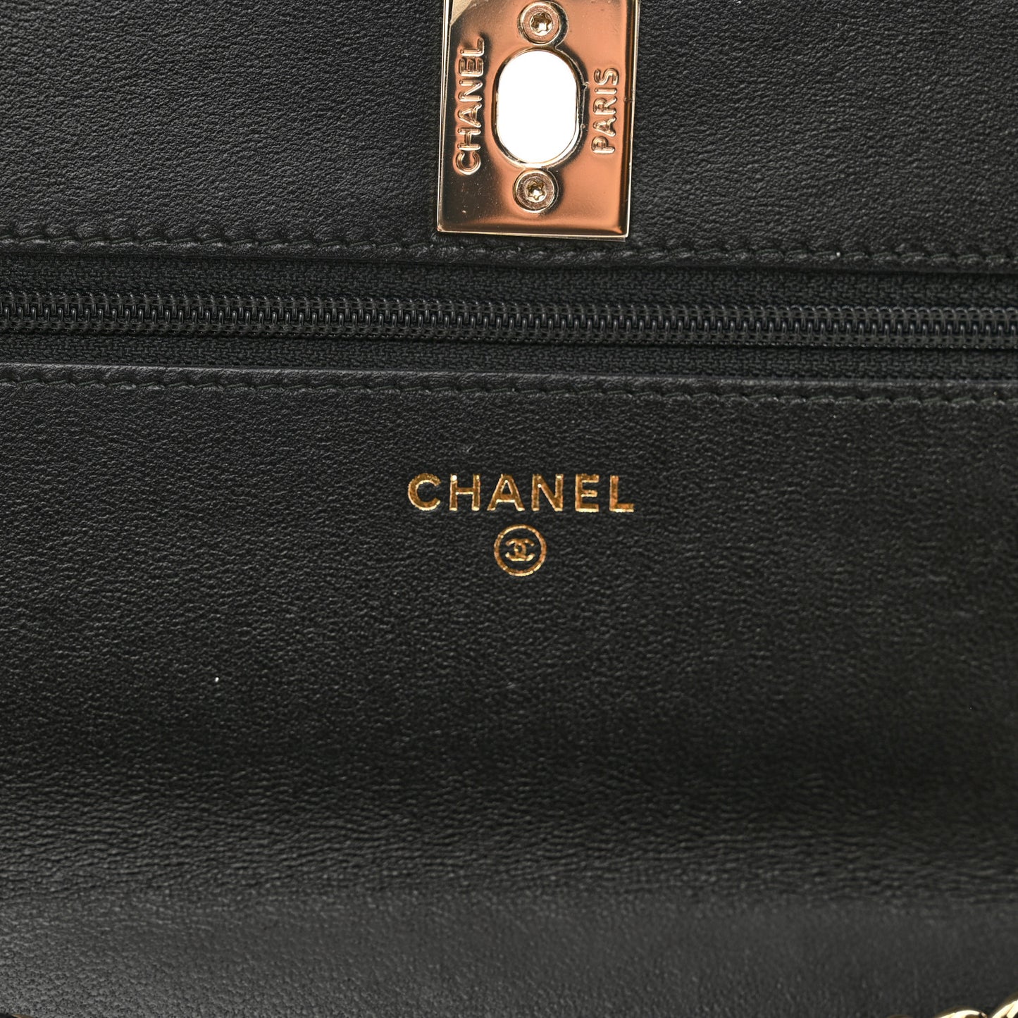 Lambskin Quilted Trendy CC Wallet On Chain WOC Black