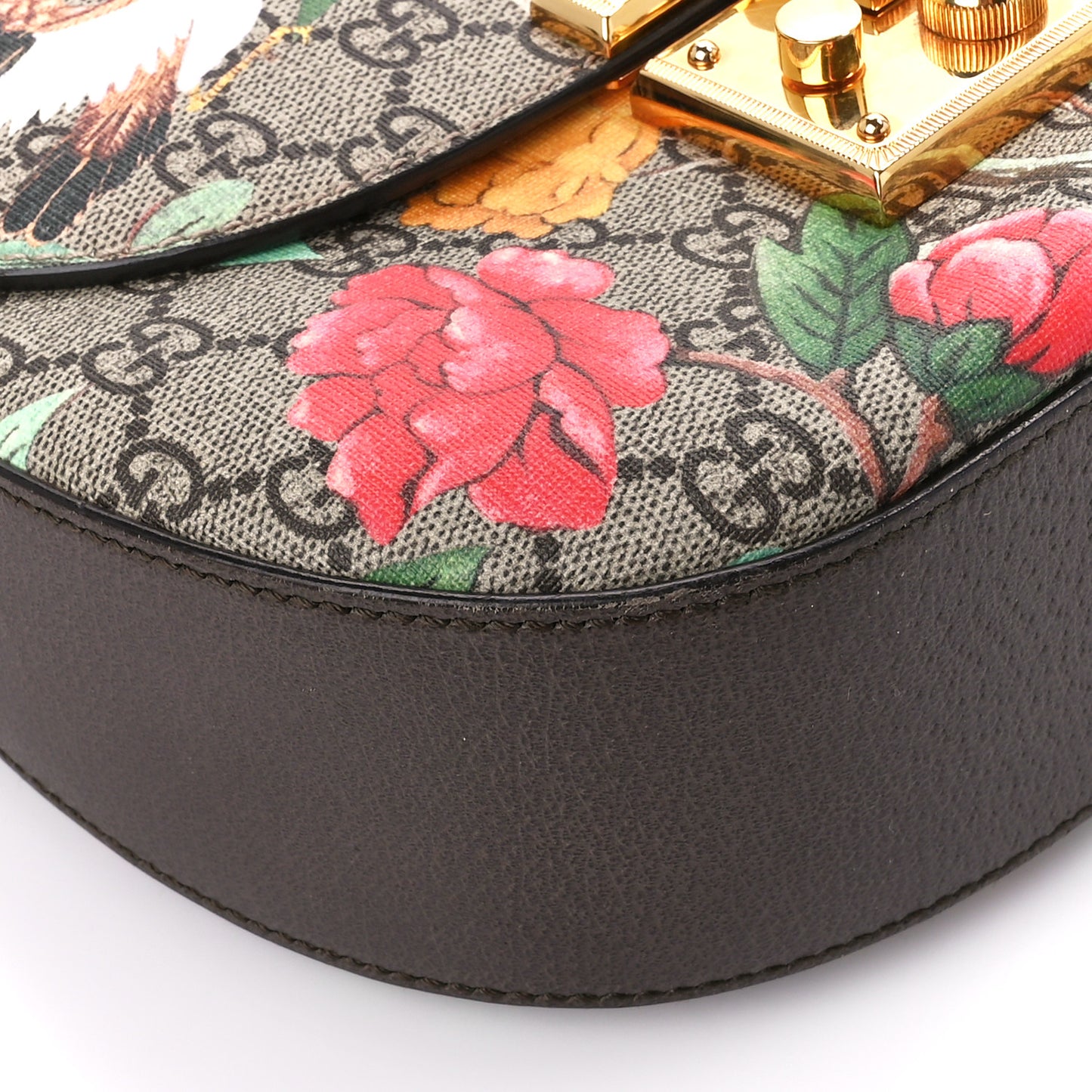 GG Supreme Monogram Tian Web Medium Padlock Messenger Shoulder Bag Beige Multicolor New Acero