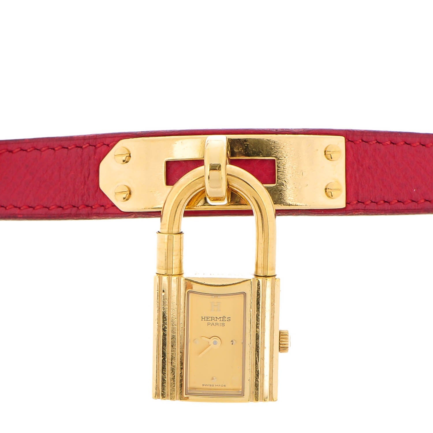 Hermes Stainless Steel Courchevel 20mm Kelly Cadena Quartz Watch Rouge 1 of 13