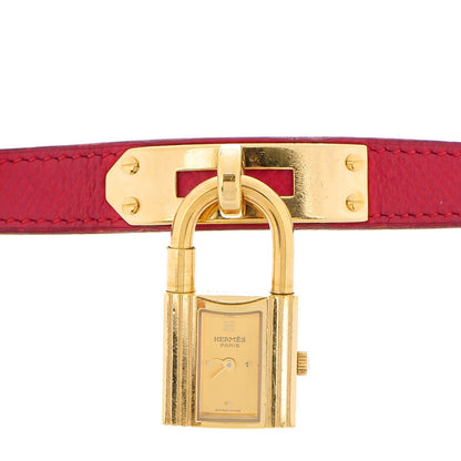Hermes Stainless Steel Courchevel 20mm Kelly Cadena Quartz Watch Rouge 1 of 13