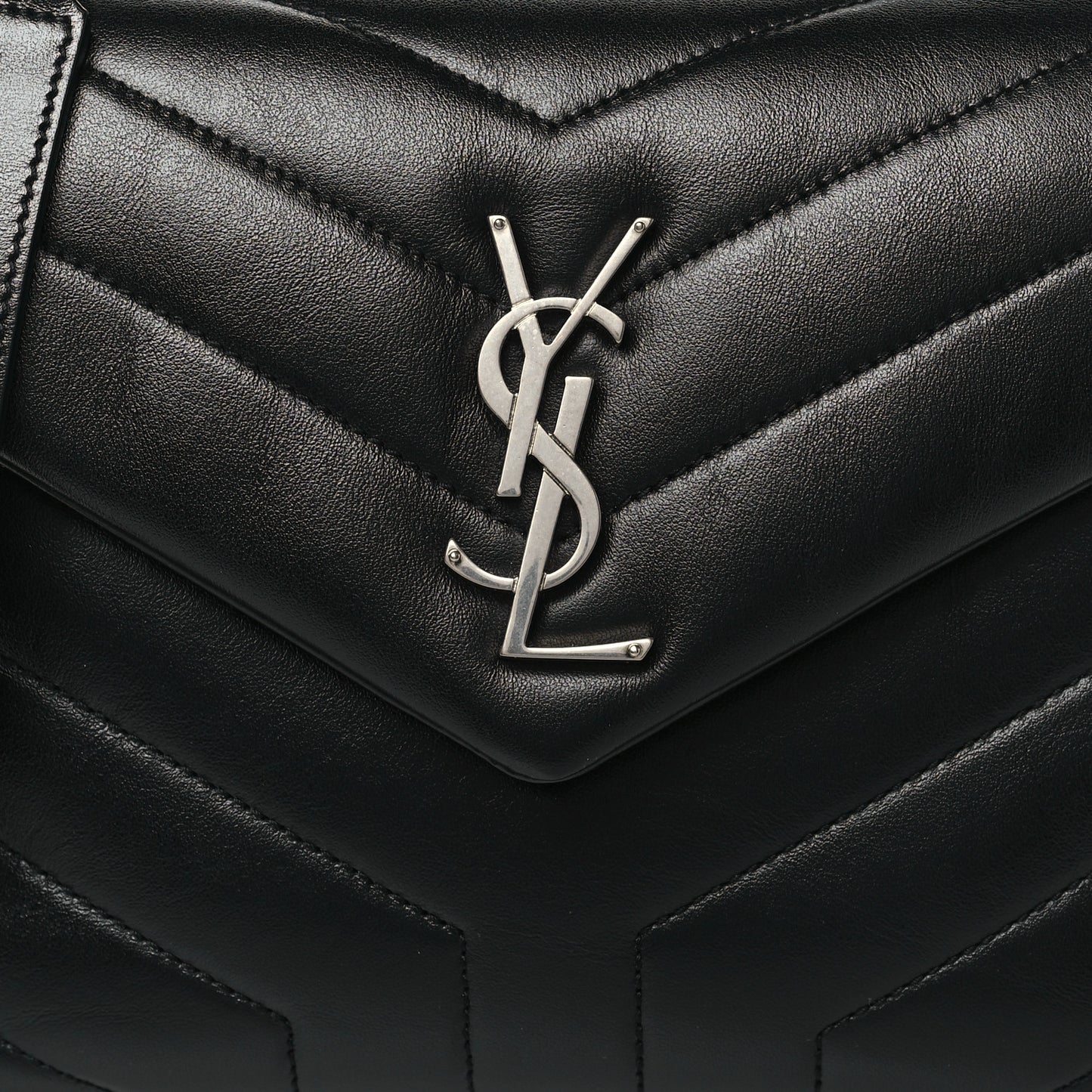 Calfskin Y Quilted Monogram Small Loulou Chain Satchel Black