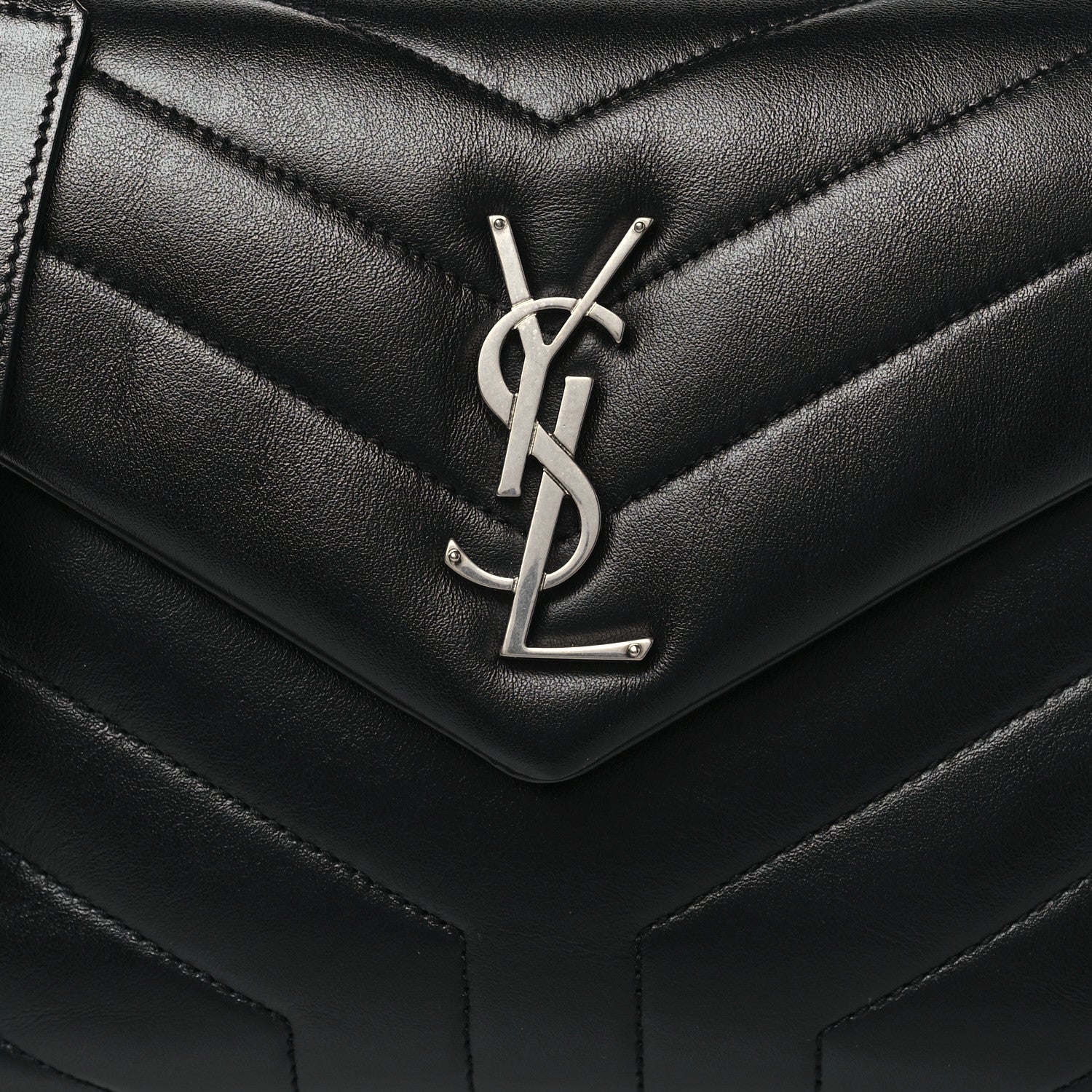 Saint Laurent Calfskin Y Quilted Monogram Small Loulou Chain Satchel Black 8 of 10
