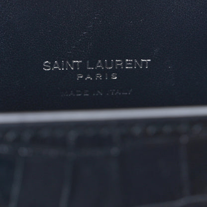 Saint Laurent Calfskin Crocodile Embossed Nano Sac De Jour Deep Marine 7 of 10