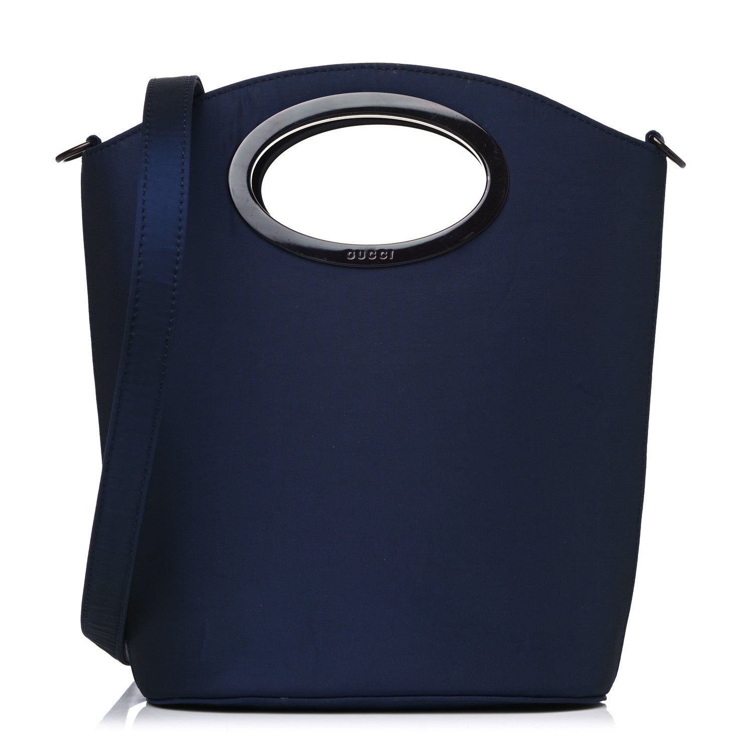Gucci Iridescent Nylon Punch Top Handle Handbag Navy 1 of 12