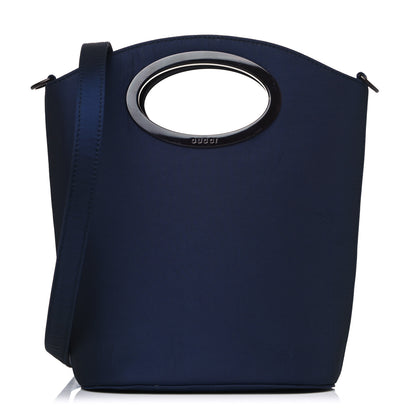 Gucci Iridescent Nylon Punch Top Handle Handbag Navy 1 of 12