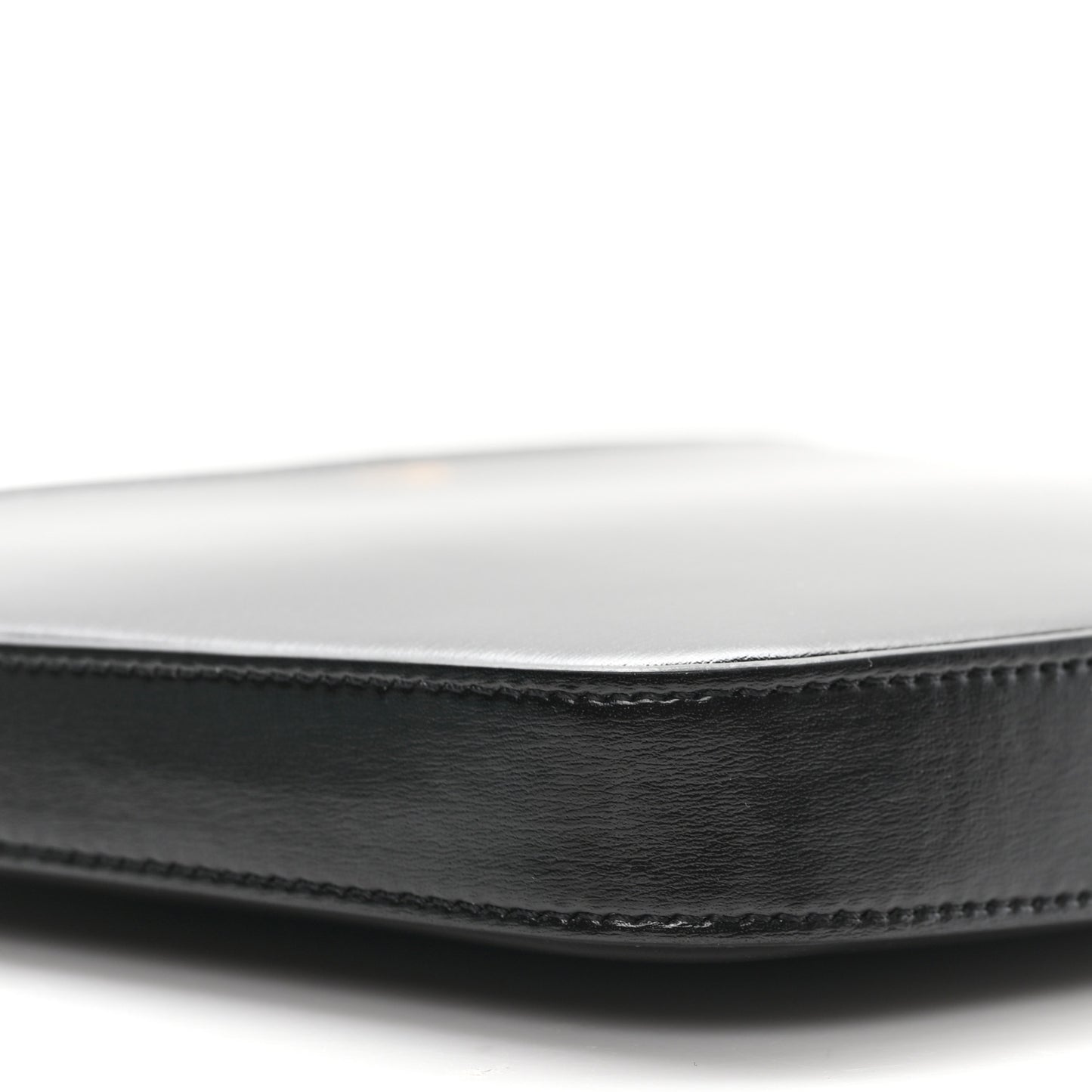Shiny Calfskin Medium Croque Bag Black