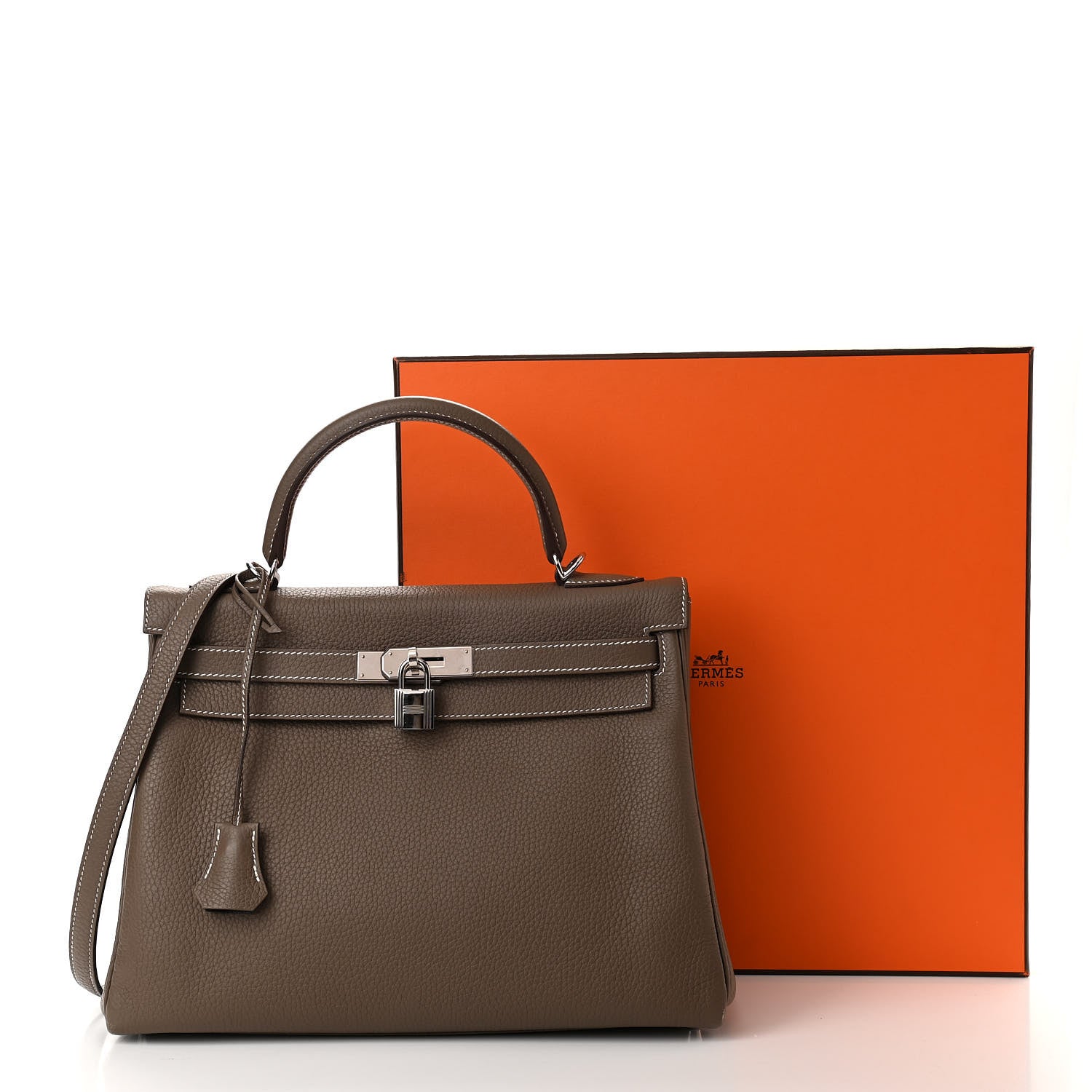 Hermes Togo Horseshoe Kelly Retourne 32 Etoupe Macassar 18 of 24