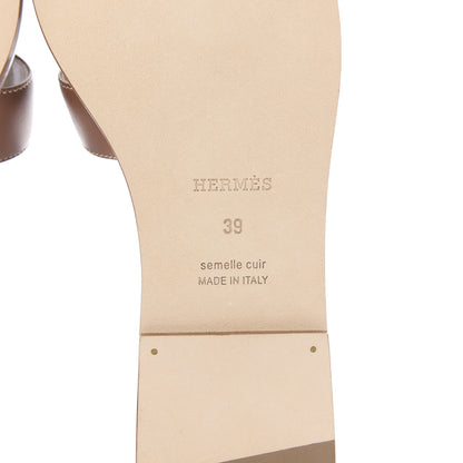 Hermes Box Calfskin Oran Sandals 39 Gold 7 of 8
