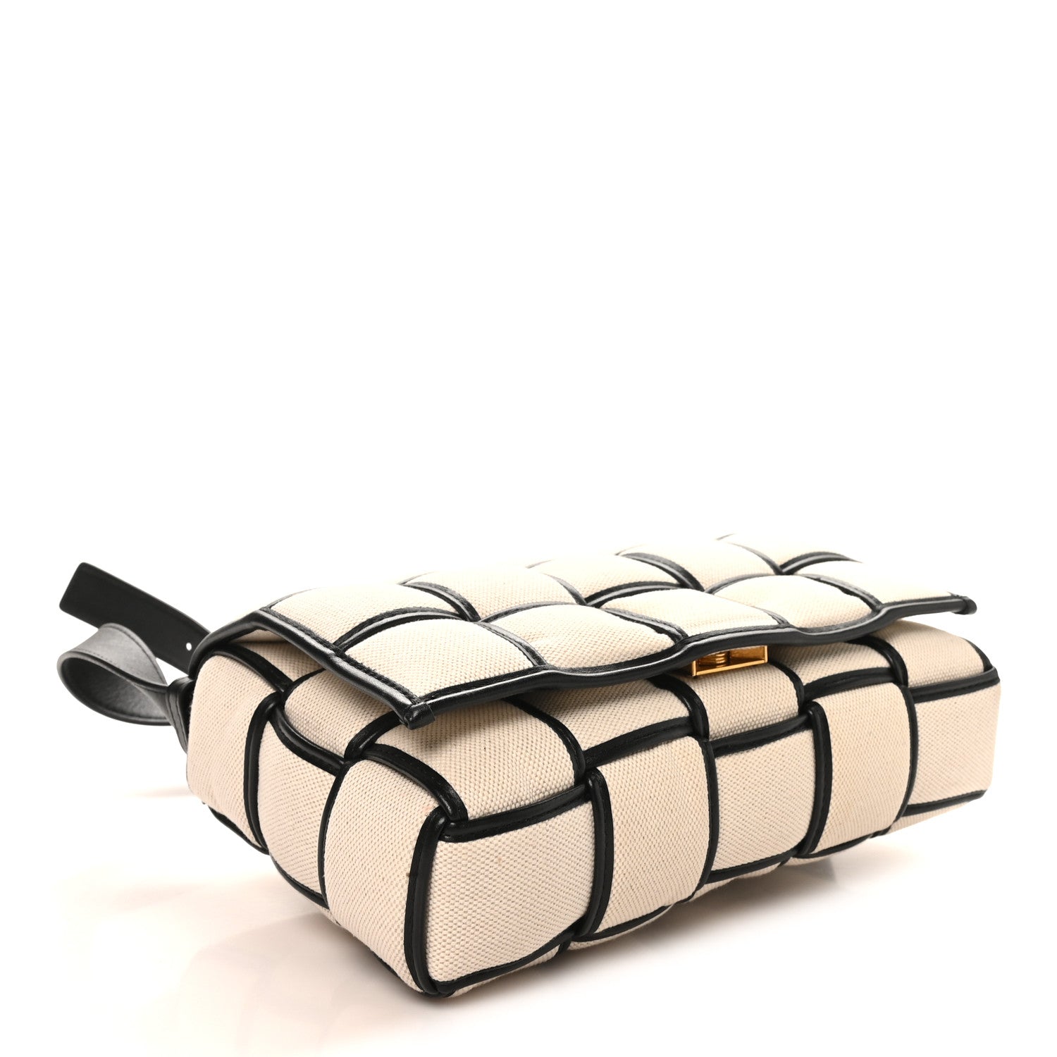 Bottega Veneta Canvas Intrecciato Padded Cassette Crossbody Bag Natural Black 4 of 9