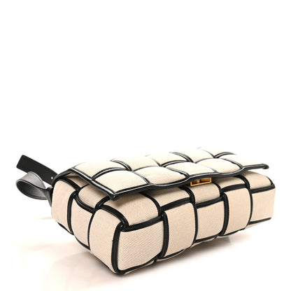 Bottega Veneta Canvas Intrecciato Padded Cassette Crossbody Bag Natural Black 4 of 9