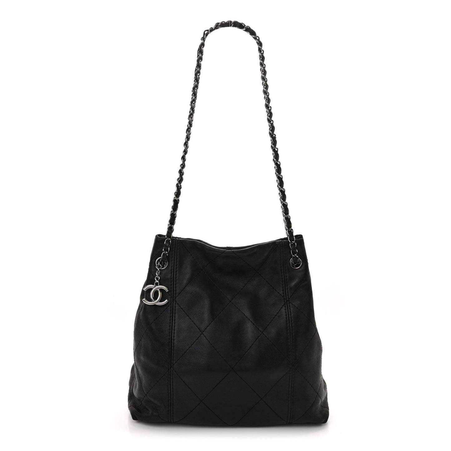 Lambskin Quilted Small Soft Touch Shoulder Bag Black