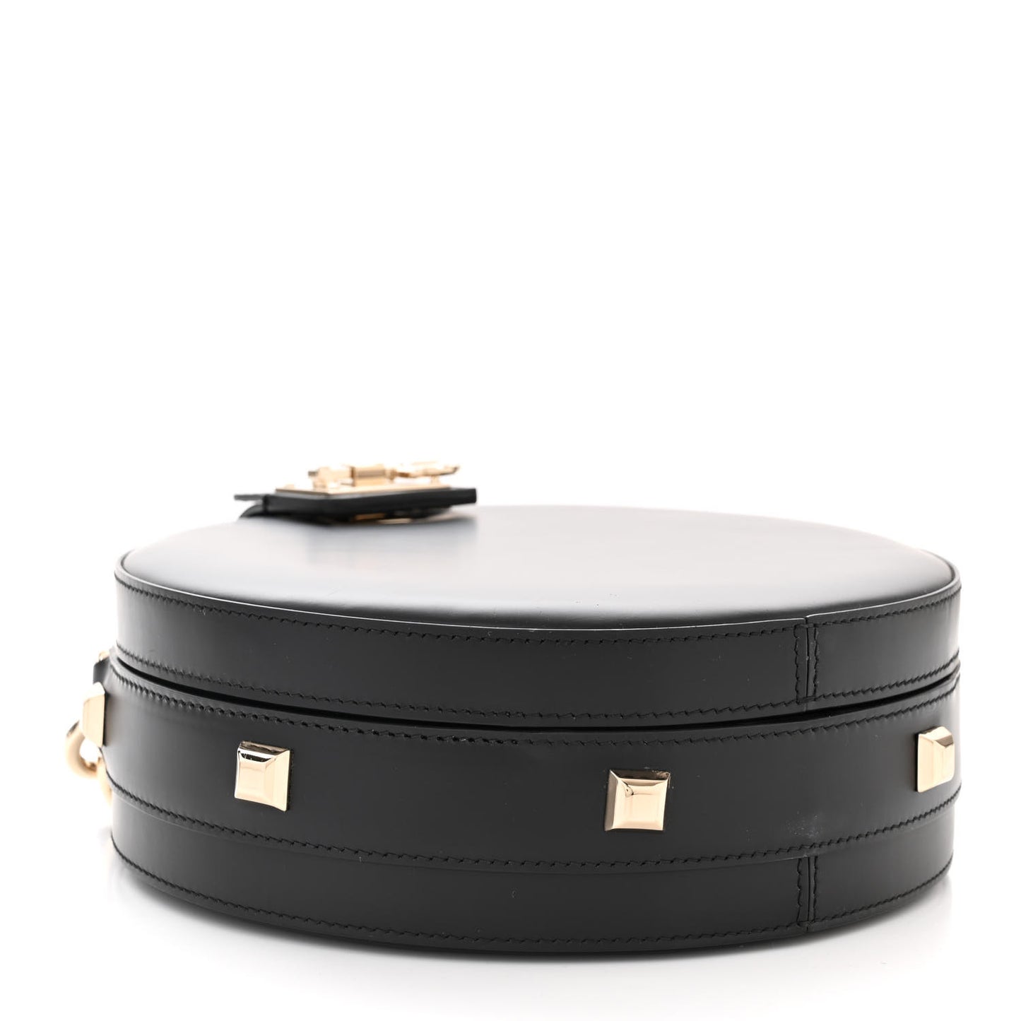 Calfskin Round Studio Crossbody Black