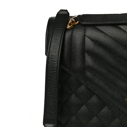 Saint Laurent Grain De Poudre Textured Mixed Matelasse Triquilt Medium Monogram Satchel Black 16 of 16