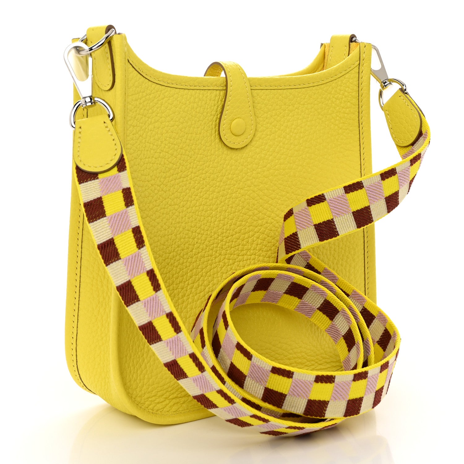 Hermes Taurillon Clemence Quadrille Evelyne TPM Lime Citron Rouge H Mauve Sylvestre 3 of 11