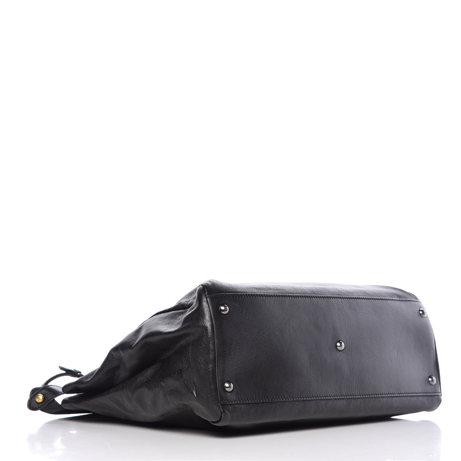 Fendi Goatskin Zucca Large Peekaboo Iconic Satchel Black Tobacco 5 of 12