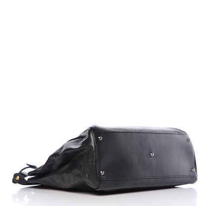 Fendi Goatskin Zucca Large Peekaboo Iconic Satchel Black Tobacco 5 of 12