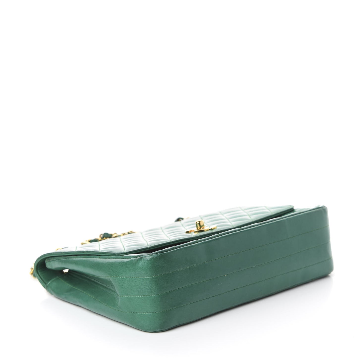 Lambskin Quilted Medium Single Flap Green