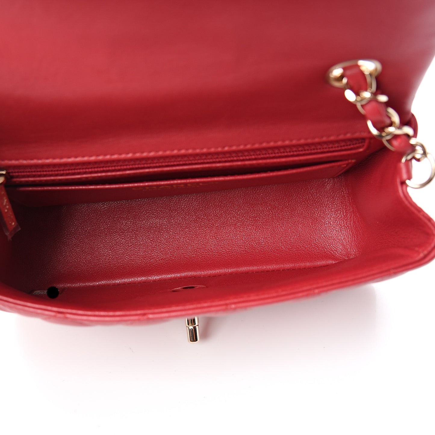 Lambskin Quilted Mini Rectangular Flap Dark Pink