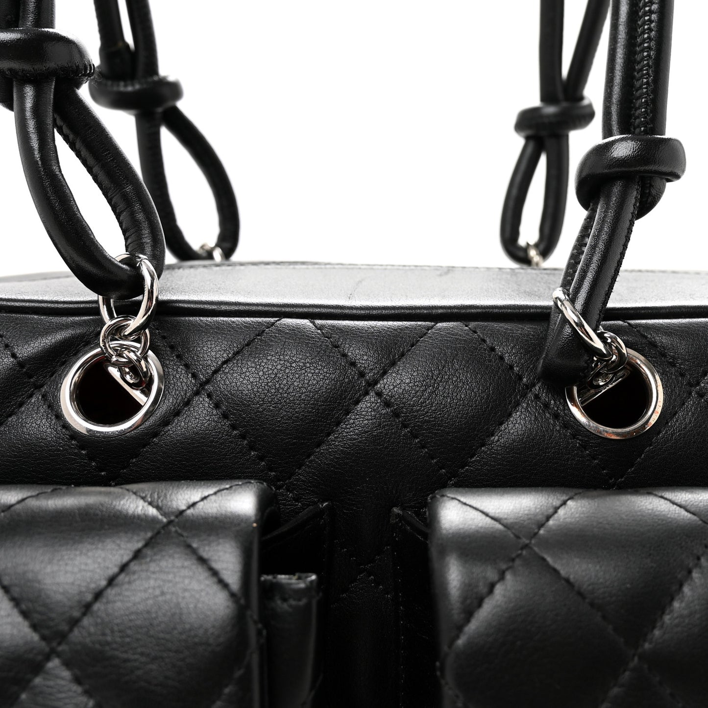 Calfskin Quilted Small Cambon Multipocket Reporter Black