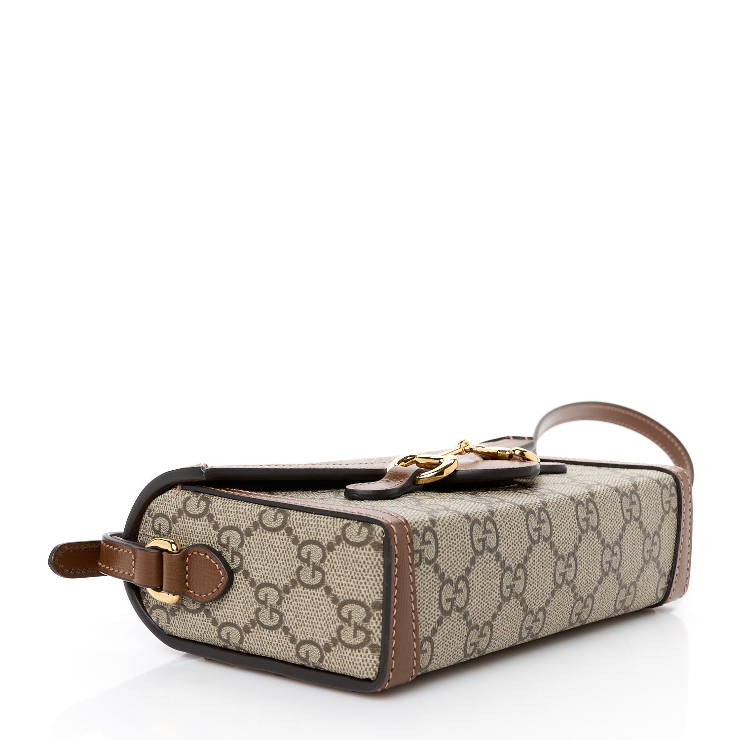 Gucci GG Supreme Monogram Mini Horsebit 1955 Shoulder Bag Beige Brown Sugar 4 of 10