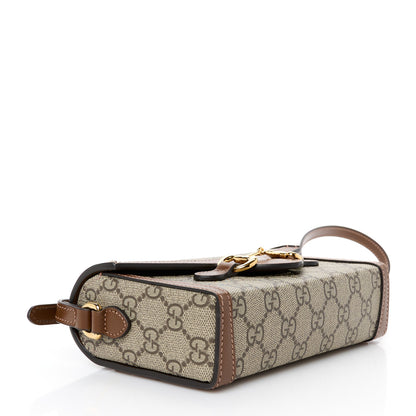 Gucci GG Supreme Monogram Mini Horsebit 1955 Shoulder Bag Beige Brown Sugar 4 of 10