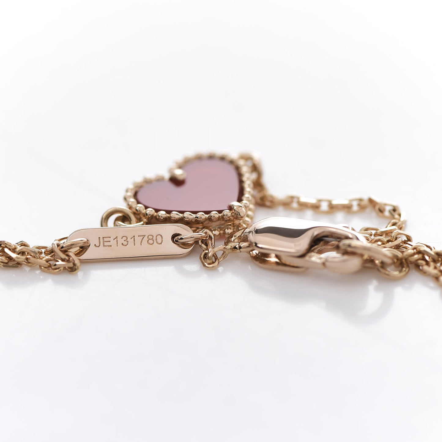 18K Rose Gold Carnelian Sweet Alhambra Heart Bracelet