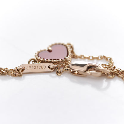 Van Cleef & Arpels 18K Rose Gold Carnelian Sweet Alhambra Heart Bracelet 1 of 5