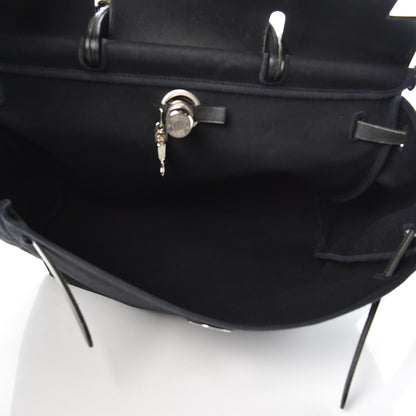 Hermes Toile Vache Calfskin Herbag 40 GM Black 6 of 14