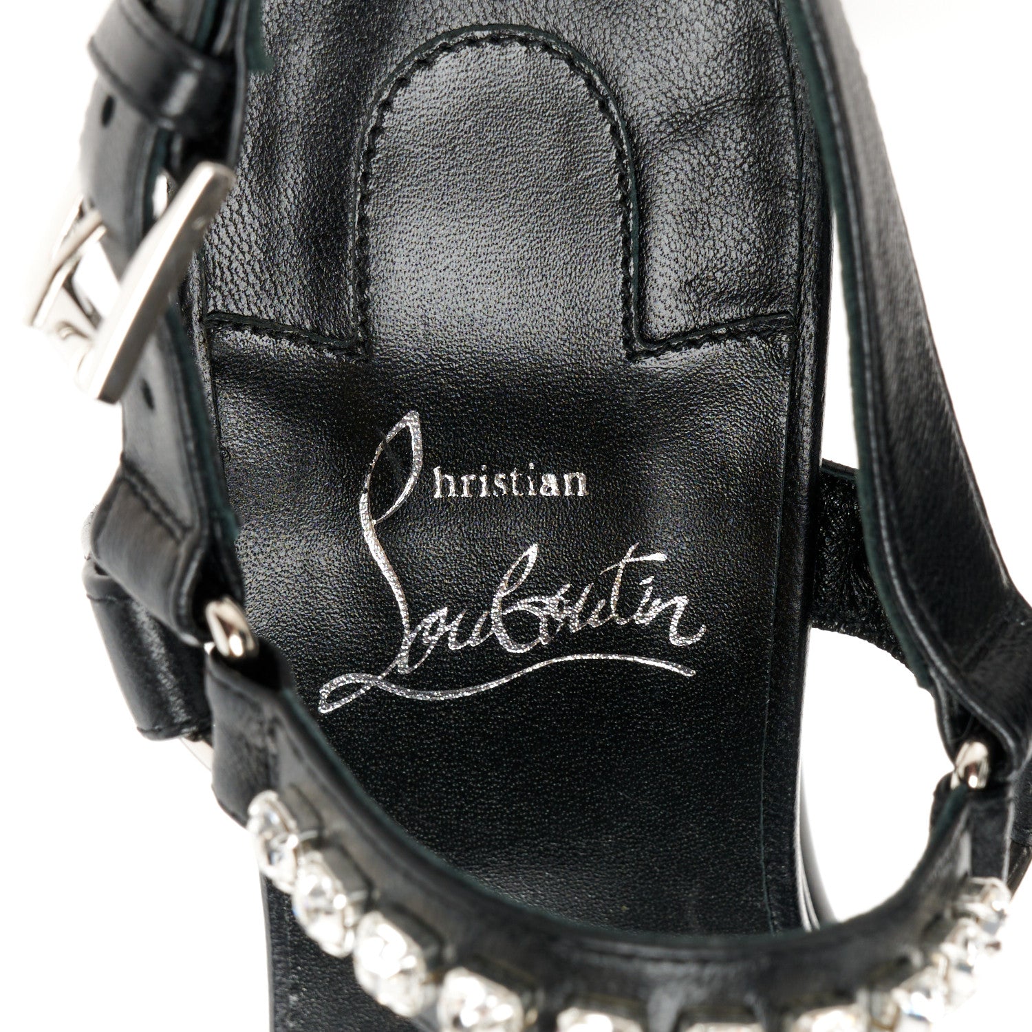 Christian Louboutin Nappa Crystal Pyrastrass 110 Wedge Sandals 37 Black 8 of 10