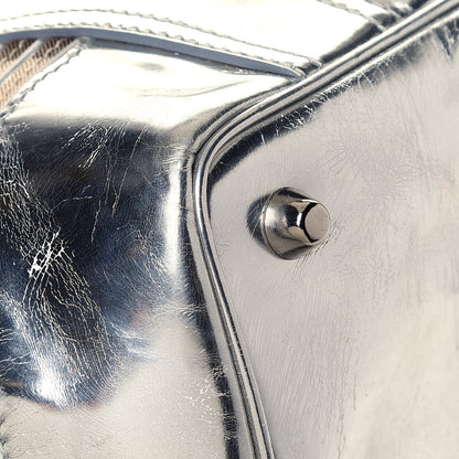 Burberry Metallic Patent House Check Sliced Beaton Tote Silver 12 of 19