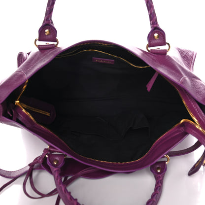 Balenciaga Chevre Gold Metallic Edge Hardware City Violet Prune 5 of 9
