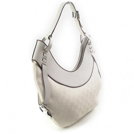 Monogram Half Moon Hobo White
