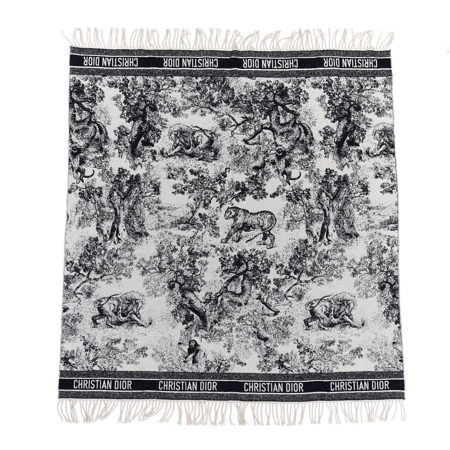 Christian Dior Wool Cashmere Dioriviera Toile De Jouy Throw Blue 3 of 6
