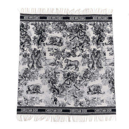 Christian Dior Wool Cashmere Dioriviera Toile De Jouy Throw Blue 3 of 6