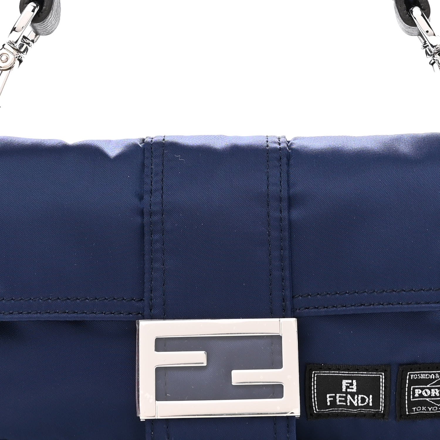 Fendi X PORTER Nylon Cuoio Roma Mini Phone Baguette Belt Bag Dark Blue 8 of 10