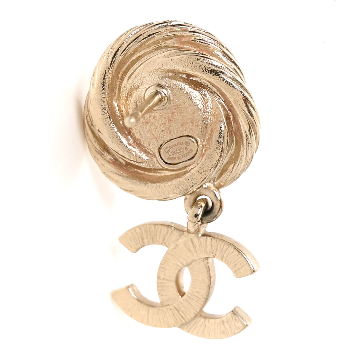 Chanel Metal Crystal CC Drop Earrings Gold 4 of 5