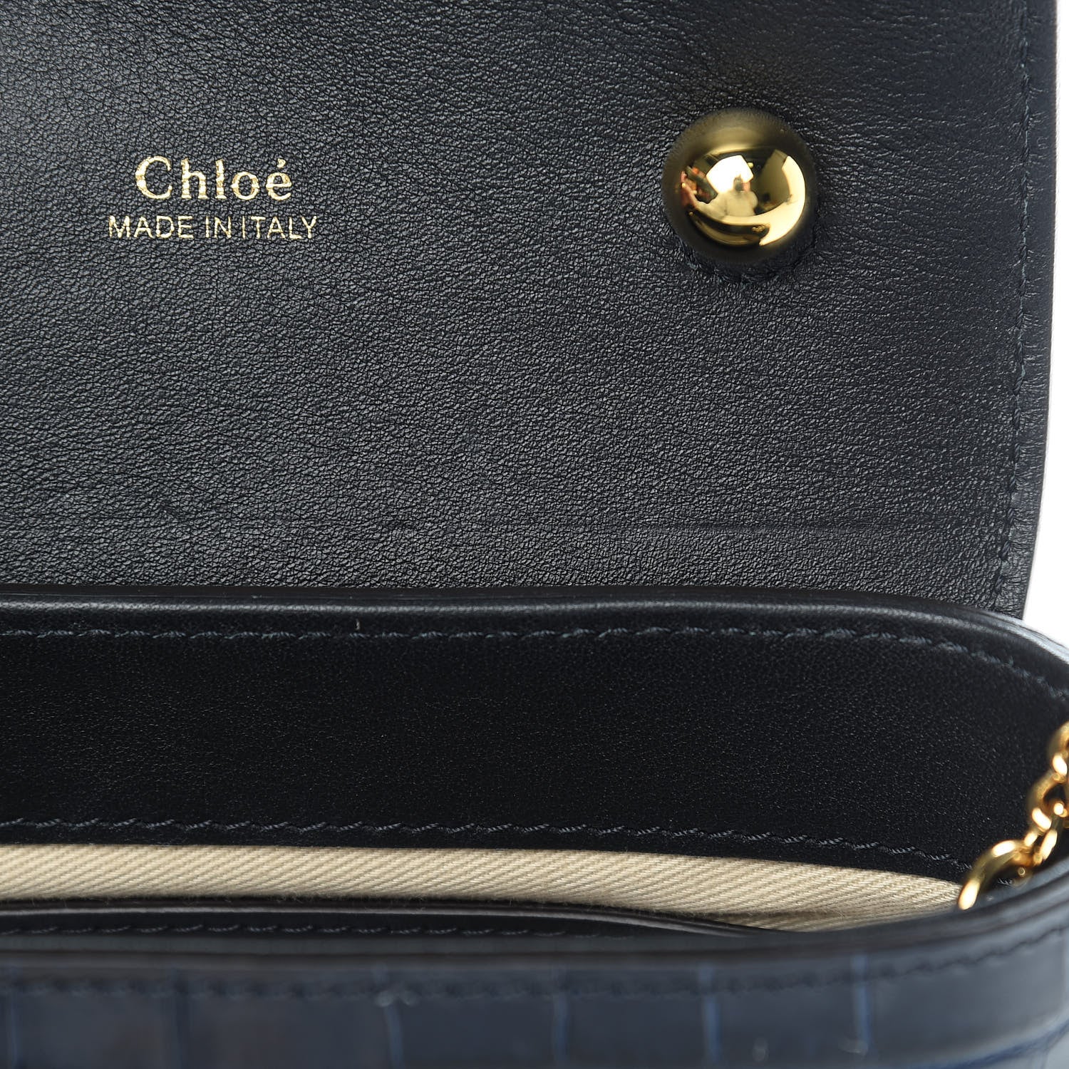 Chloe Calfskin Crocodile Embossed Small Aby Lock Full Blue 11 of 12