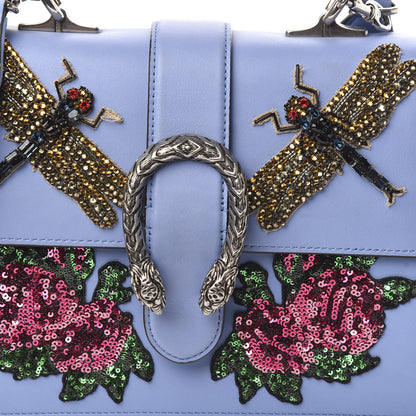Gucci Calfskin Bamboo Web Embroidered Medium Dionysus Top Handle Bag Light Blue 10 of 12