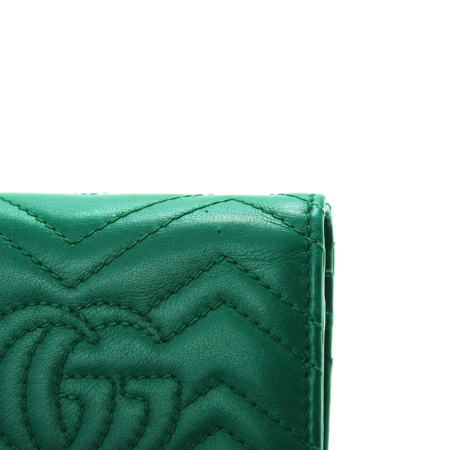 Calfskin Matelasse GG Marmont Card Case Wallet Emerald