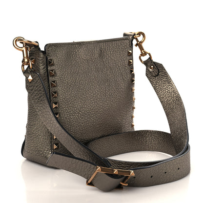Valentino Garavani Metallic Pebbled Calfskin Mini Rockstud Flip-Lock Messenger Bag Sasso 3 of 6