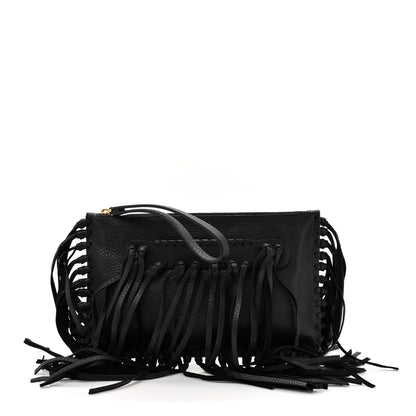 Valentino Garavani Calfskin Rockee Fringe Clutch Black 1 of 9