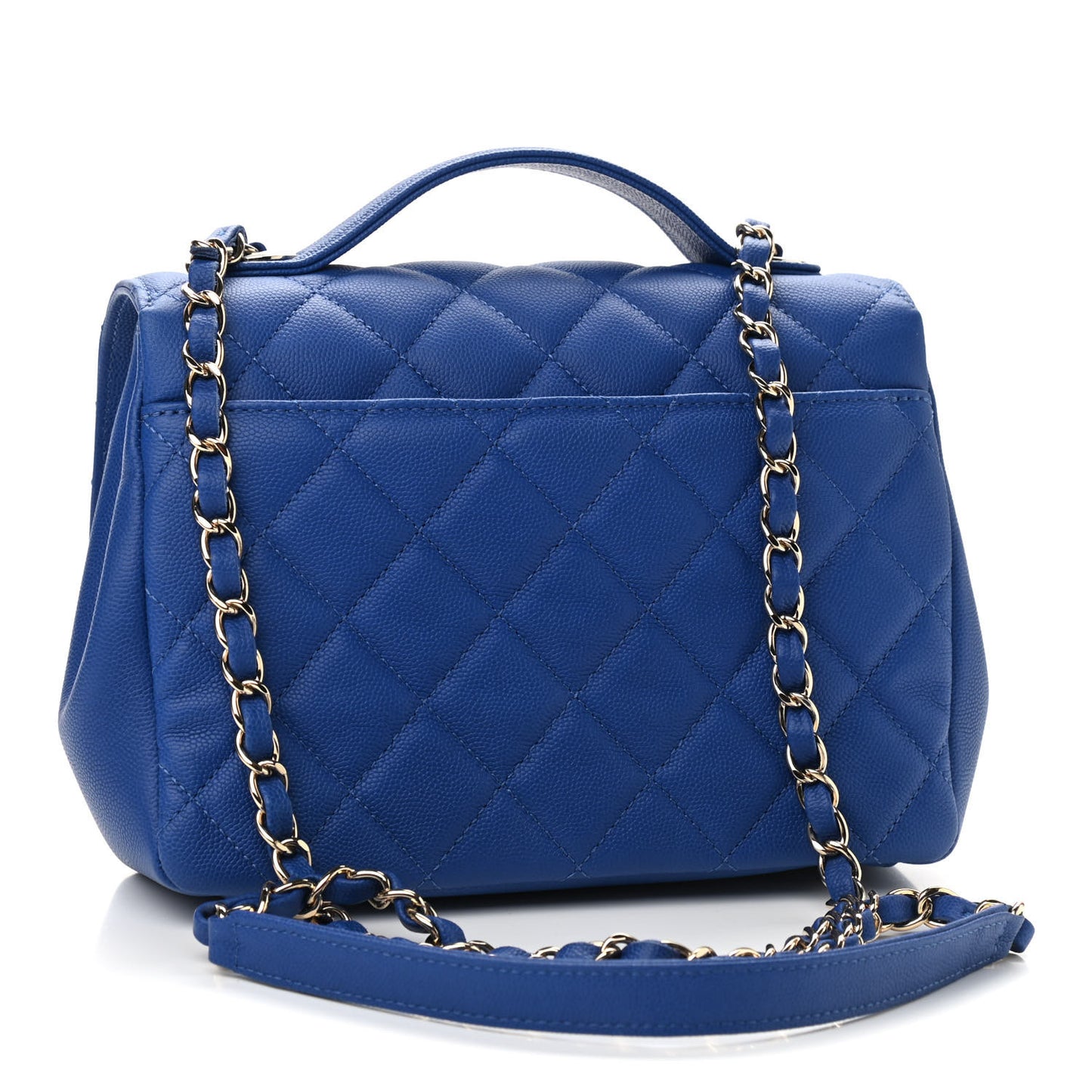 Caviar Quilted Medium Business Affinity Flap Dark Blue